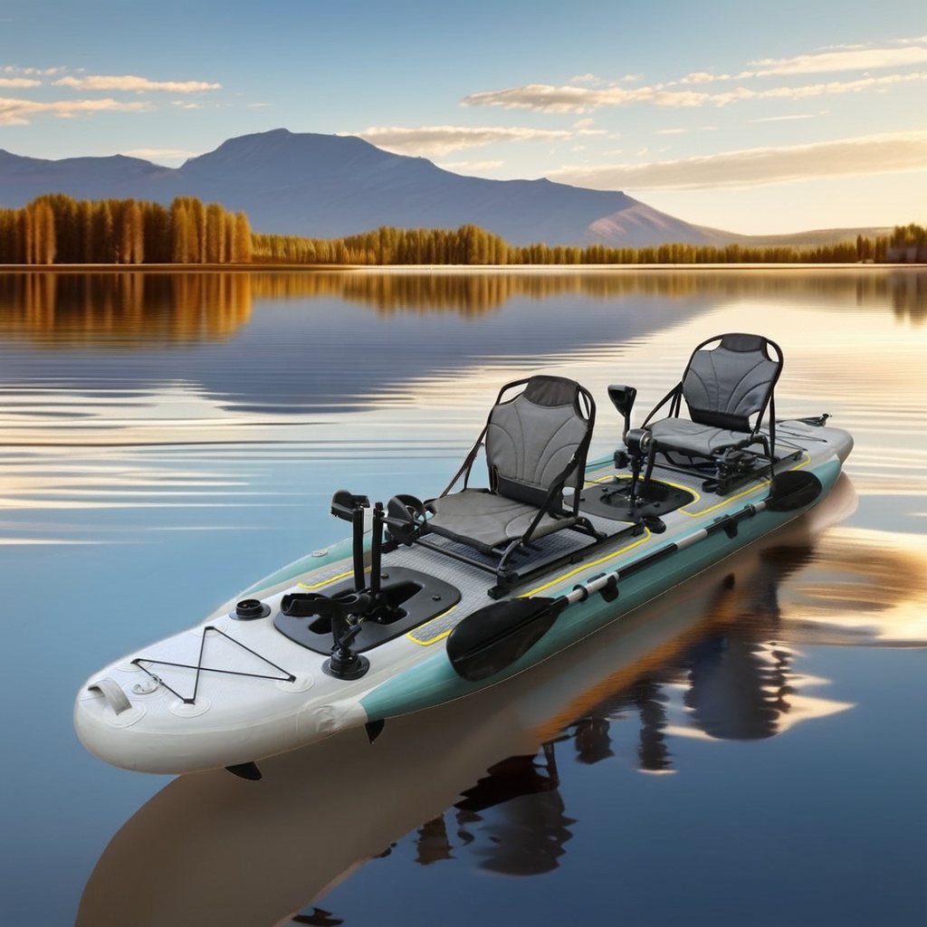Fishing Kayak Seat - 14ft Inflatable Fishing Canoe Boat Double-seat